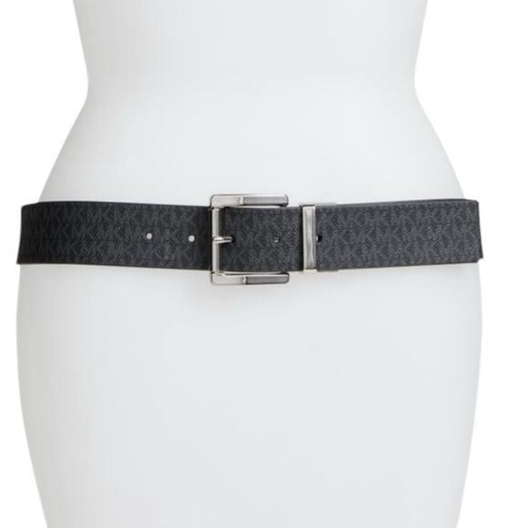 MICHAEL KORS Women's 38MM Reversible Signature Leather Logo Belt Black M - Picture 1 of 8